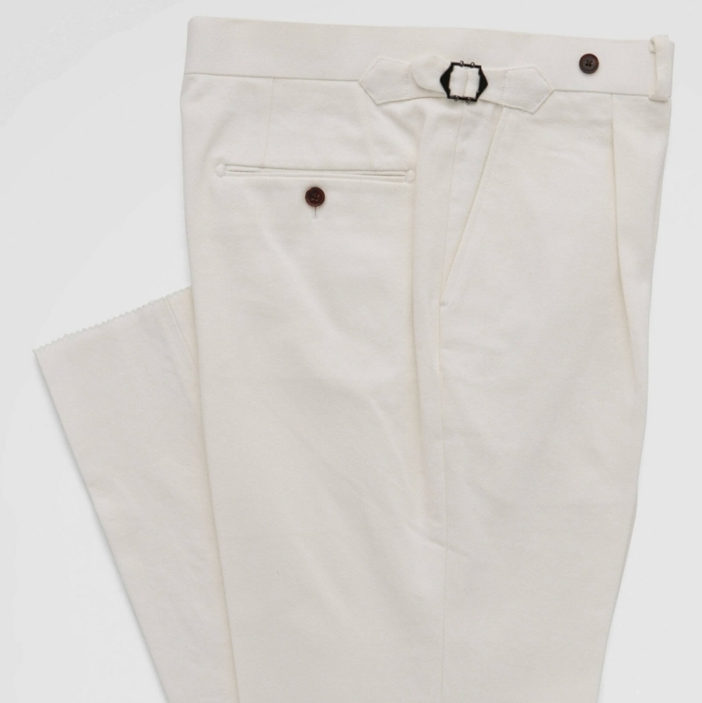 COPY - Spier and Mackay White Linen Men's trouser 35W sidetabs extended waistba…